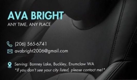 Ava's business card on a freshly detailed leather seat